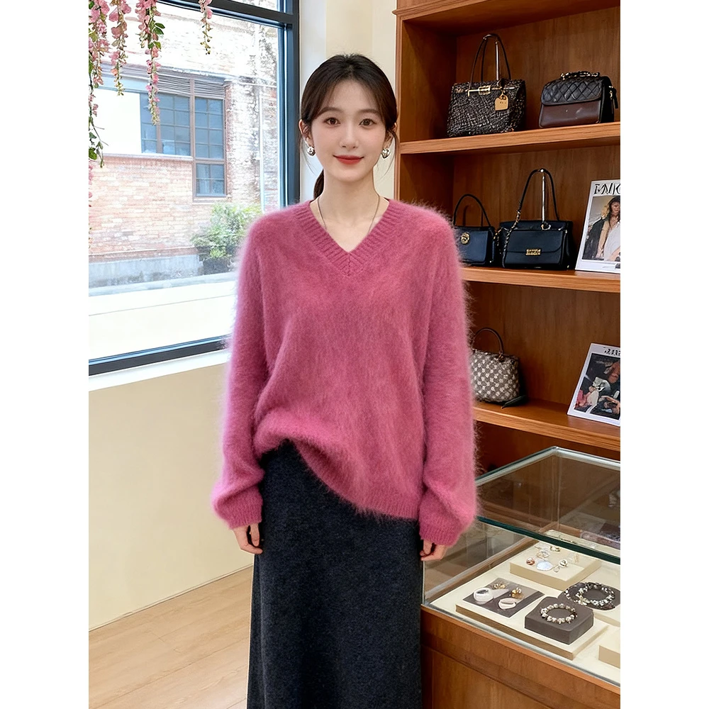 真心好看！巨推荐！v领毛衣女秋冬季新款宽松高级感套头针织衫上衣