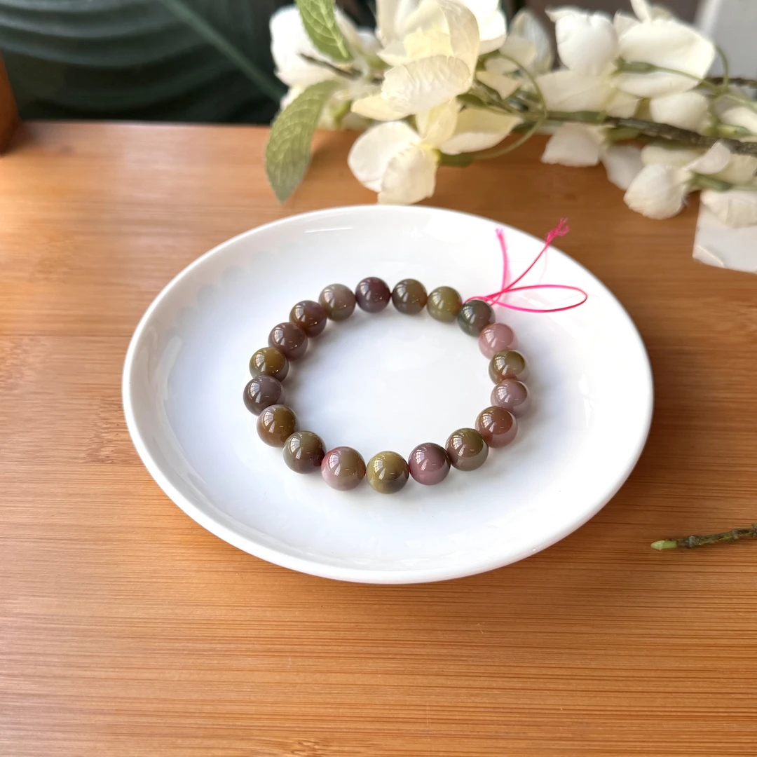 【珠宝厂长】约10mm深色盐源玛瑙圆珠单圈手串 多样性发一件