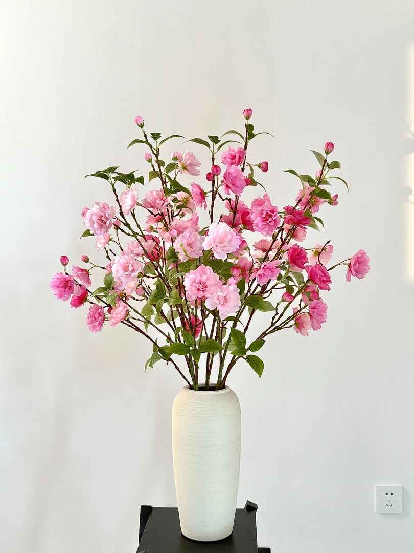 富贵樱花高端仿真花假花花卉装饰摆件客厅电视柜玄关餐桌带花瓶