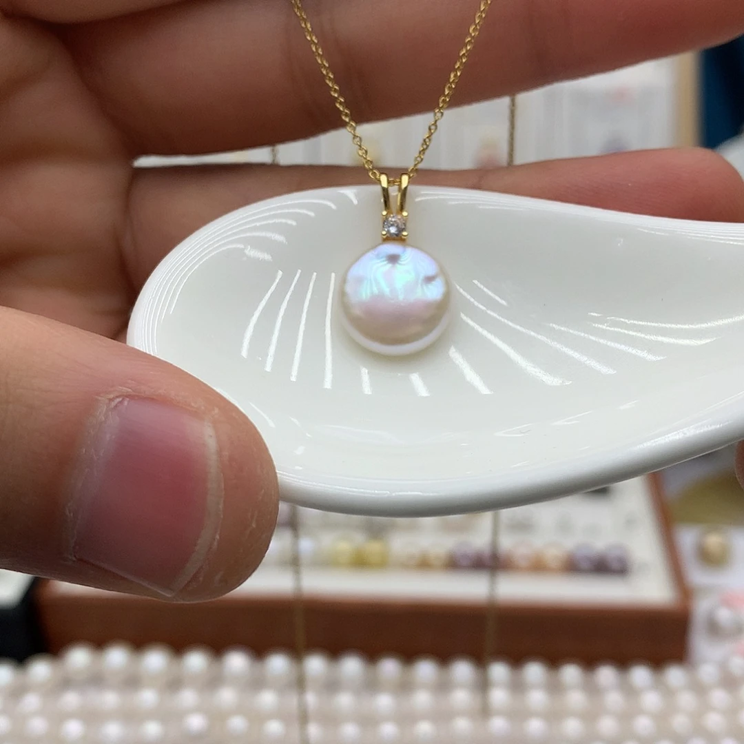 银S925镶嵌吊坠(不含链)淡水珍珠