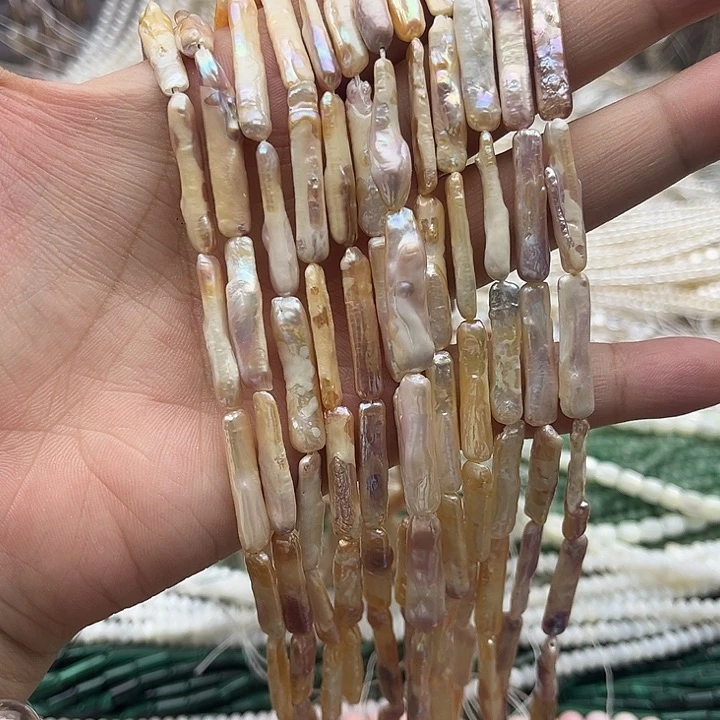 未镶嵌玛瑙/玉髓珠宝半成品一条银条巴洛克珍珠