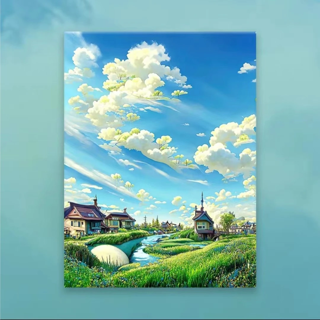 宫崎骏画风数字油画DIY 解压油画 治愈系 高颜值装饰画
