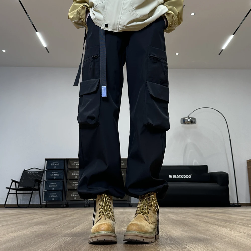 工装裤多口袋休闲裤裤子免烫工装裤日系微弹宽松运动男女可穿裤子