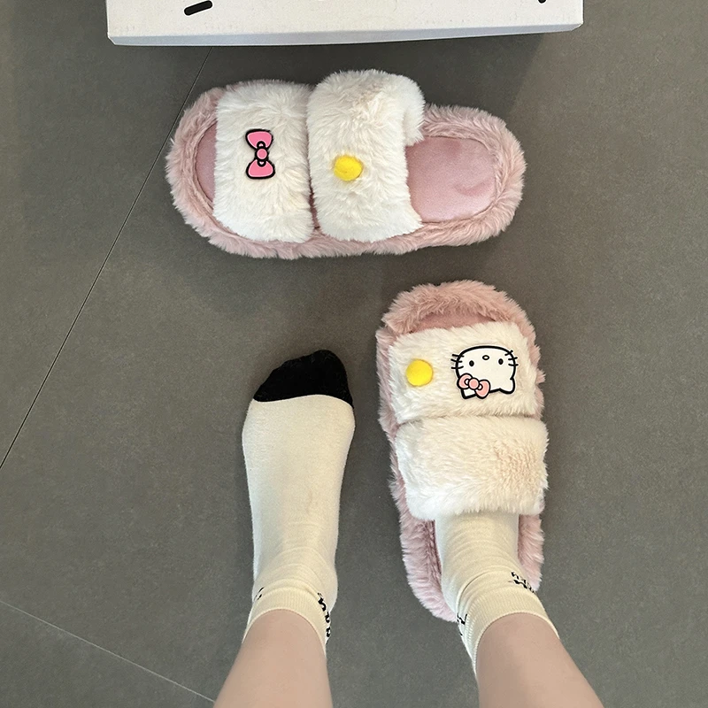 时尚设计感小众立体卡通气质毛毛拖鞋女2025秋冬新款外穿居家棉拖