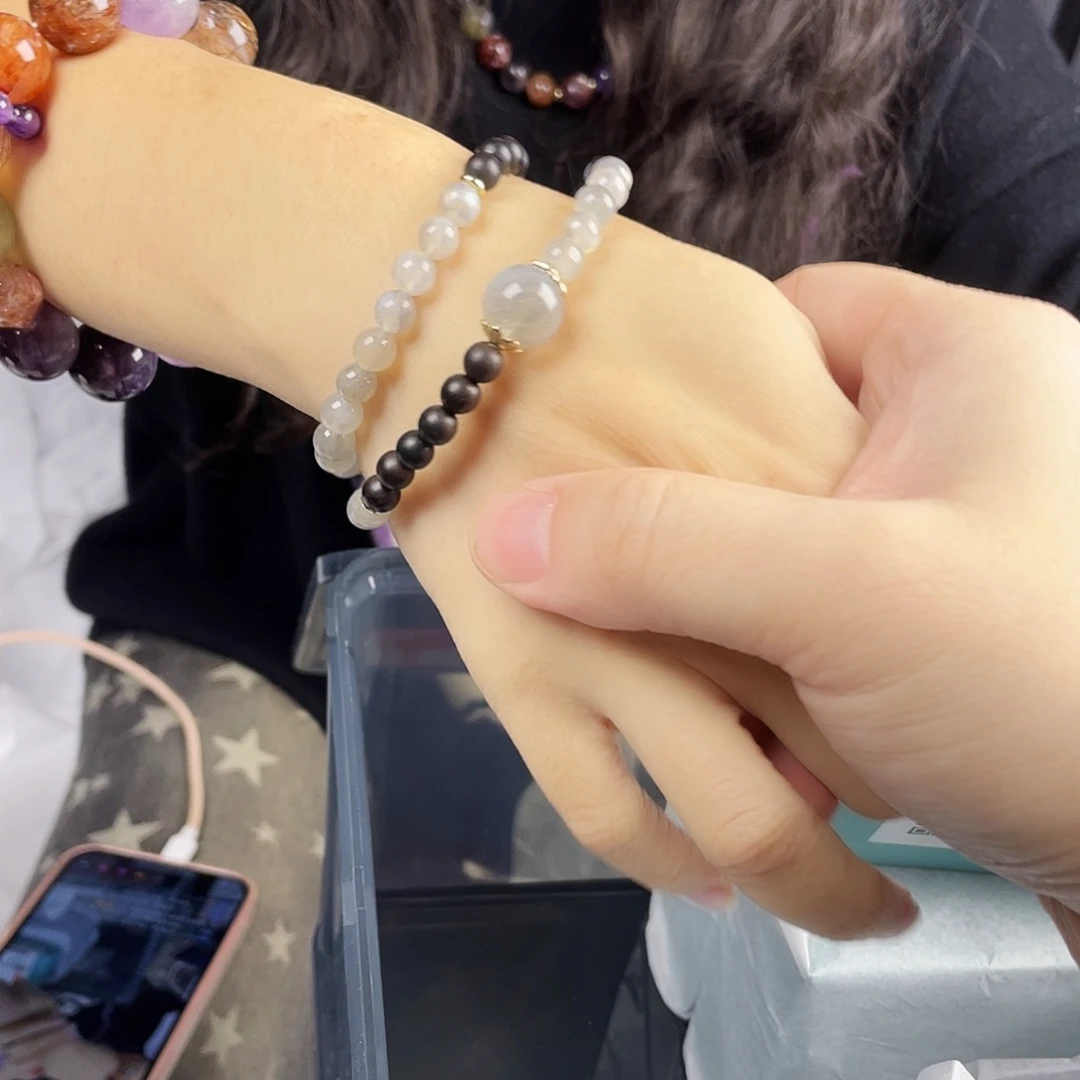 银S925镀金镶嵌水晶手串