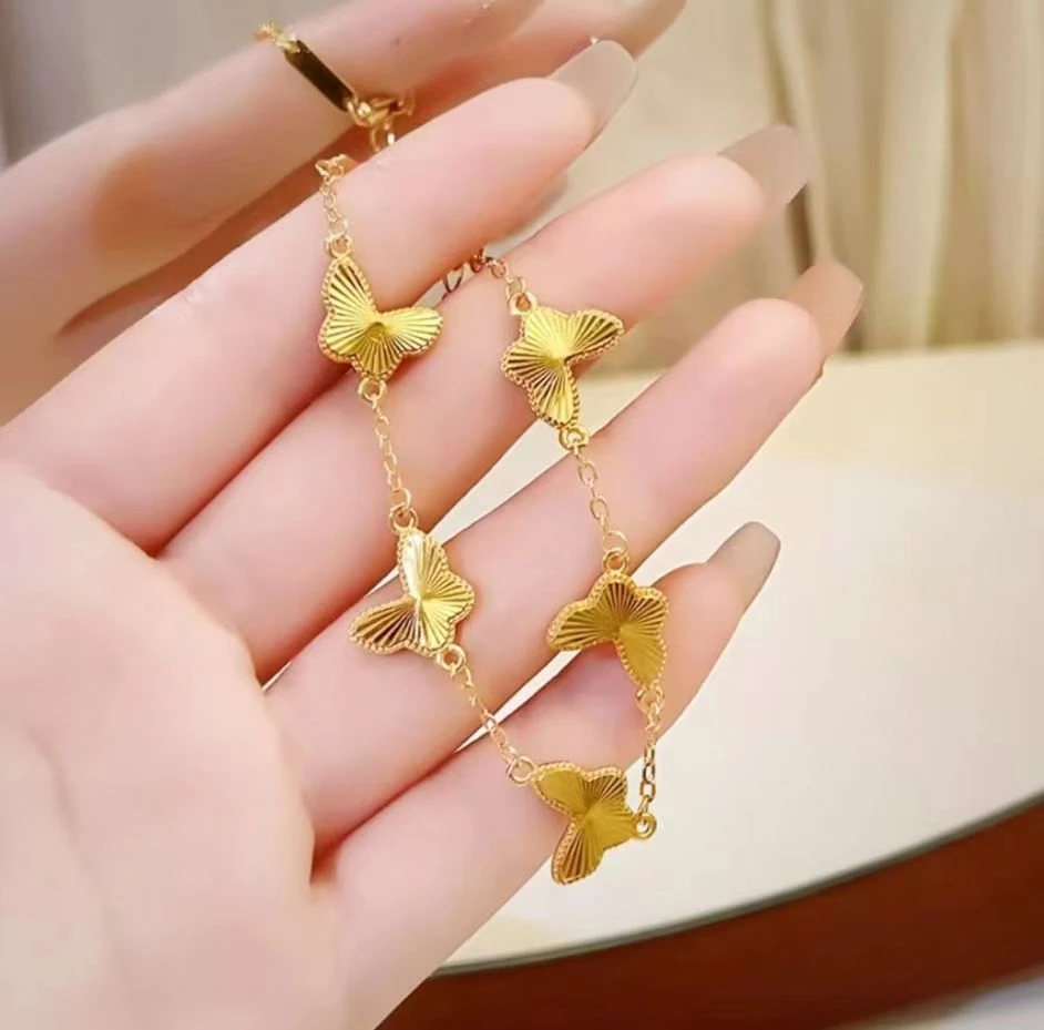 手链 手链 J0080 五福蝴蝶精品 镀K金