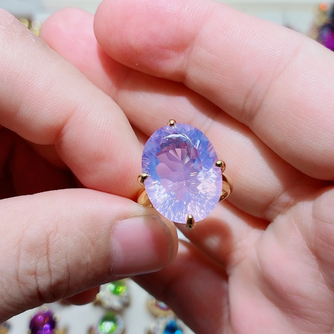 银S925镶嵌戒指水晶