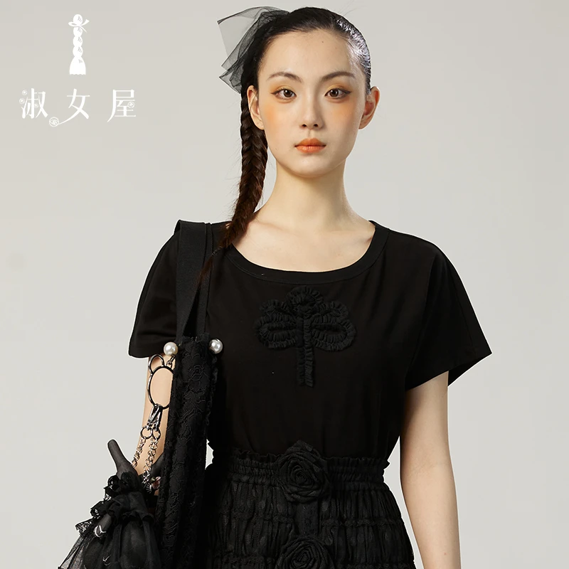 淑女屋官方旗舰店 波尔卡圆点  蜻蜓t恤 蝴蝶t恤 1号