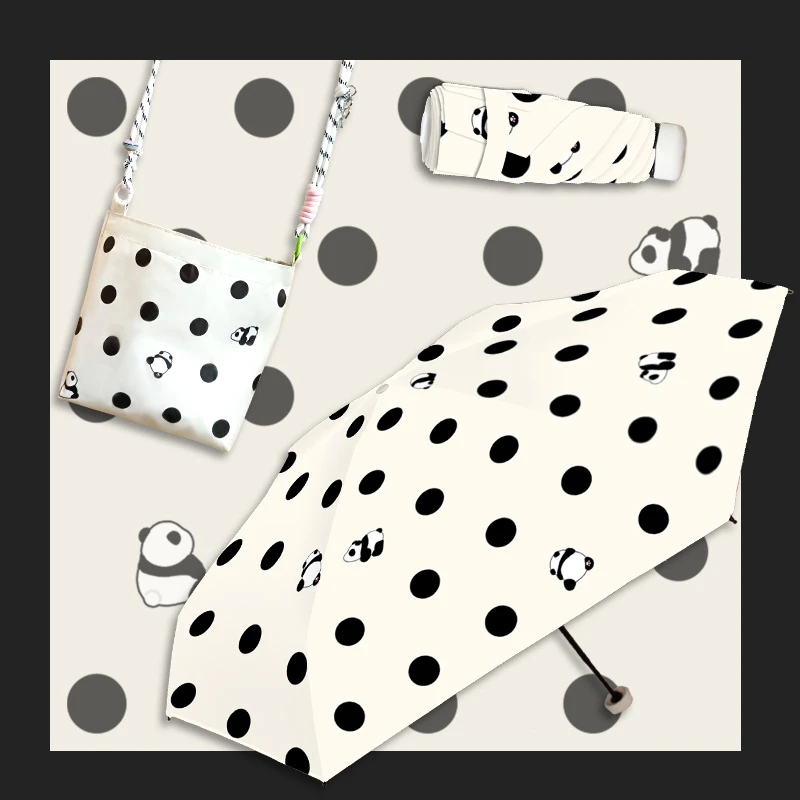 斜挎包款迷你五折伞便携小巧黑胶防晒防紫外线晴雨两用遮阳伞