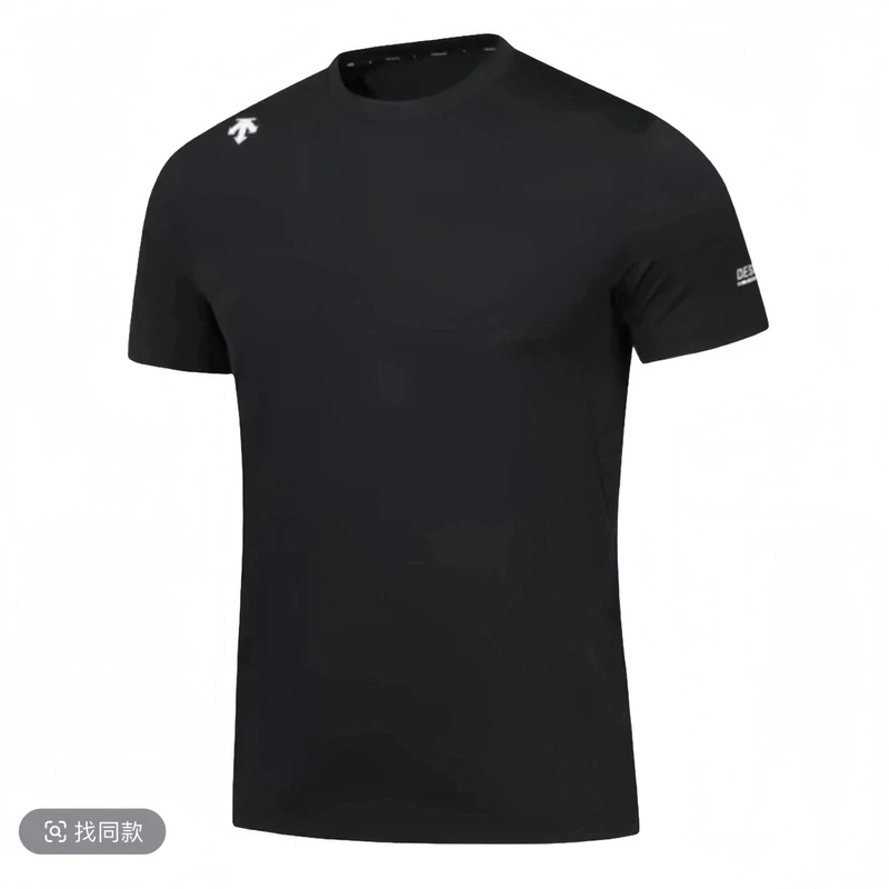 DESCENTE/韩版小标圆领T恤短袖男女修身运动透气健身百搭衣服短袖