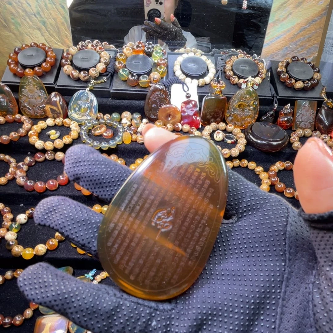 琥珀未镶嵌手串心经