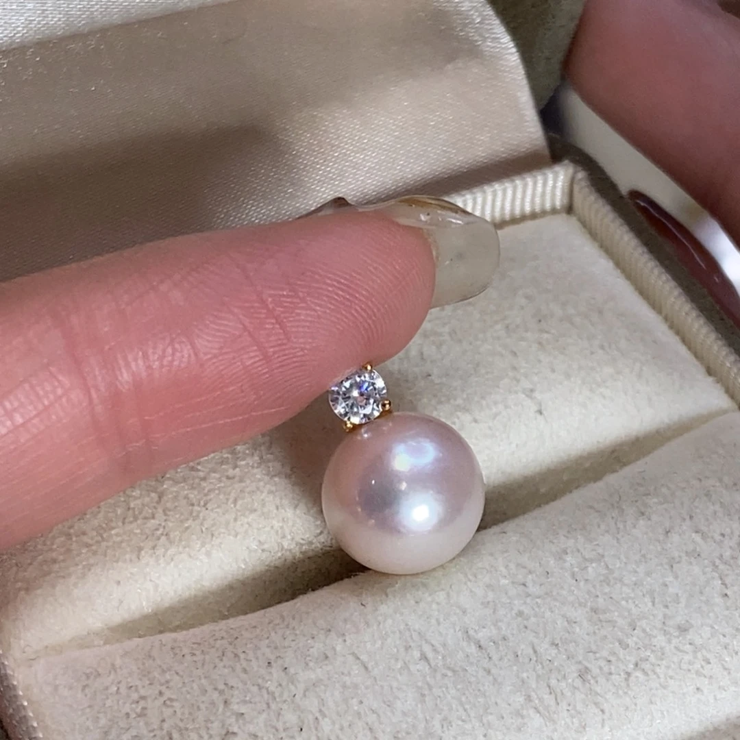淡水珍珠吊坠(不含链)银S925镀金镶嵌微瑕