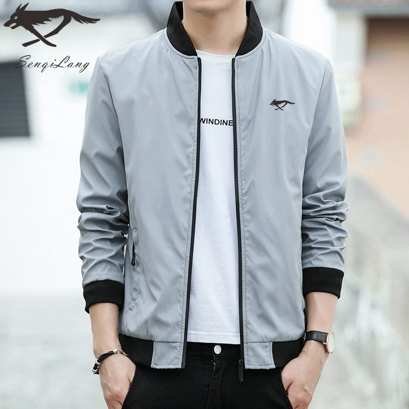 七匹狼黑标男士春季纯色棒球领夹克休闲修身百搭时尚潮流防风外套