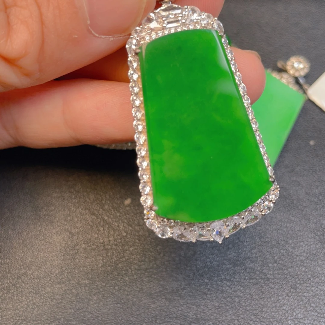 翡翠银S925镶嵌吊坠(不含链)