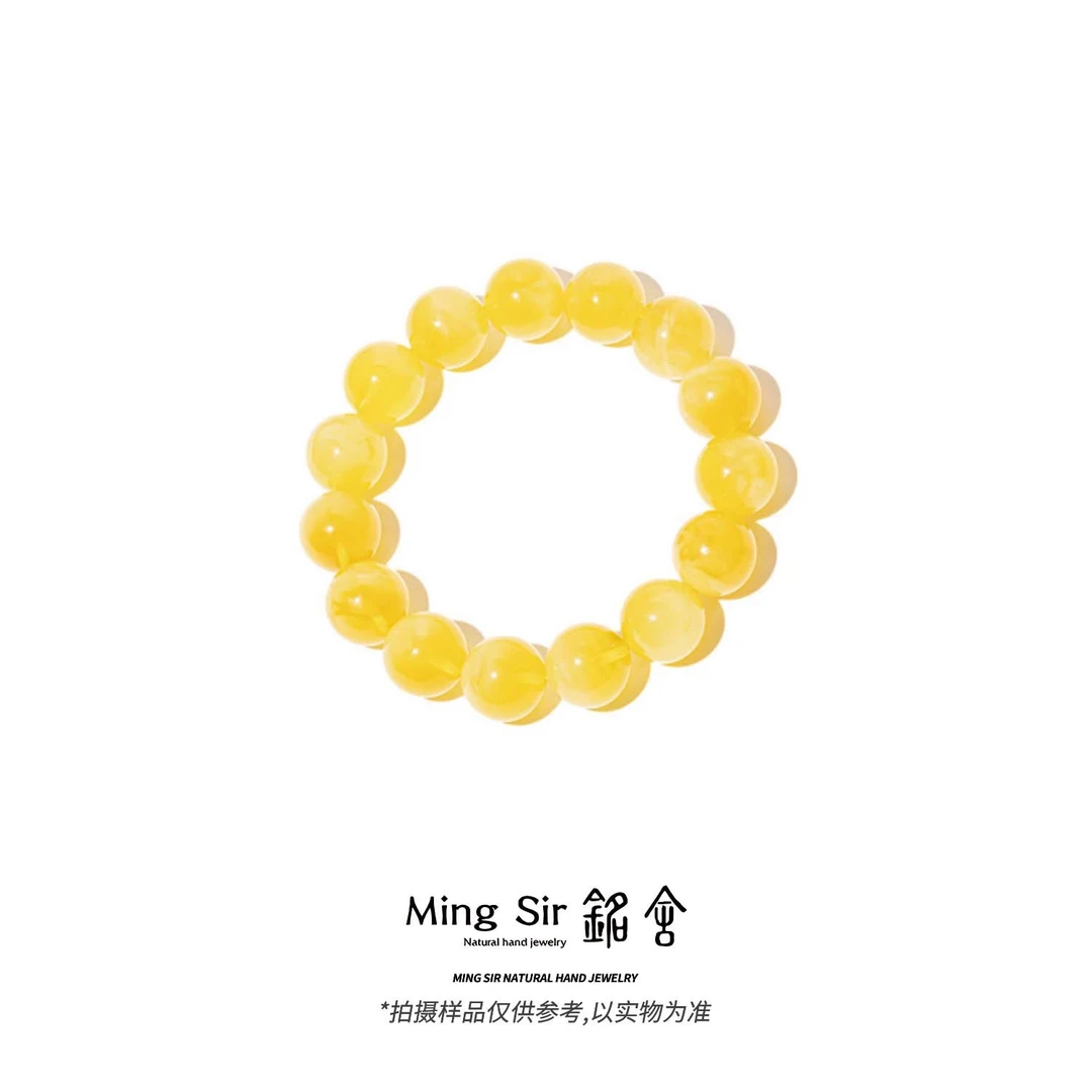 【铭舍 初见特价妖花】10-14mm俄料蜜蜡圆珠单圈手串蜜蜡原矿原石