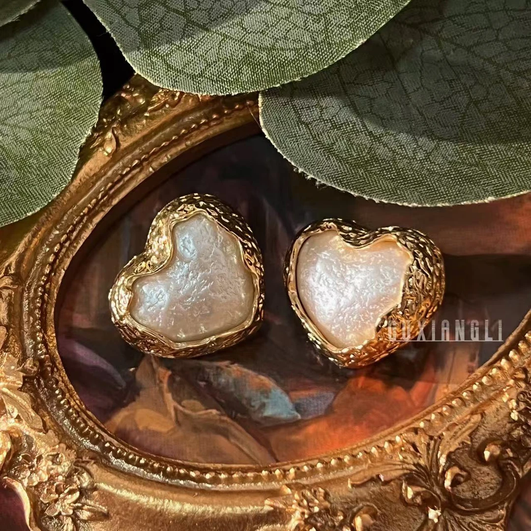 铜合金耳饰 005棉花珠欧美风日韩金色耳钉优雅镶嵌复古