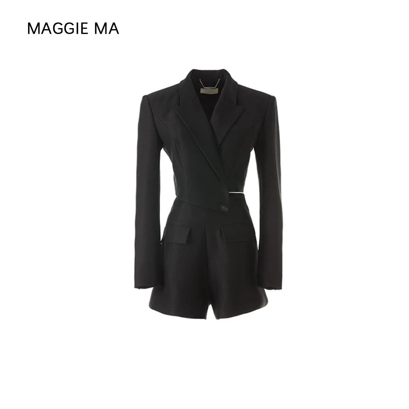 MAGGIEMA马婧设计师品质女装新款轻奢时尚可拆卸西装连体裤428P