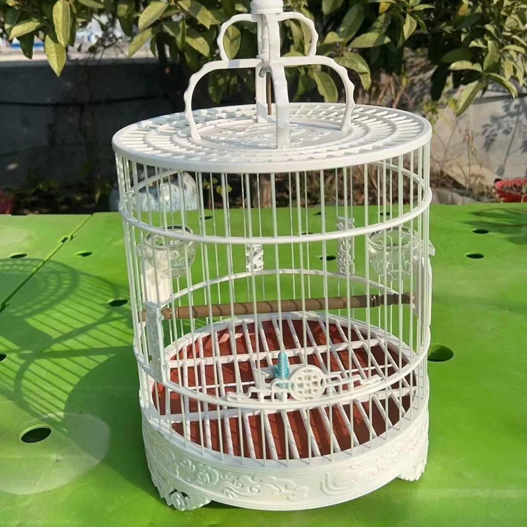 新款ABS塑钢鸟笼平顶圆形家用绣眼黄雀鹦鹉养殖笼特价鸟笼大全