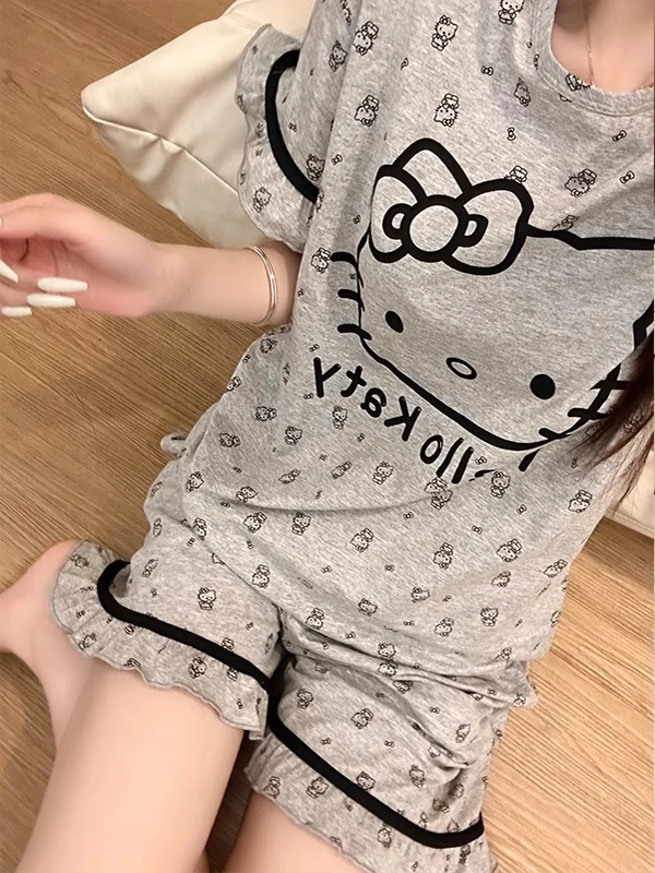【DMXJ大梦想家】可爱凯蒂猫印花短袖睡衣女款夏季2025新款卡通套装