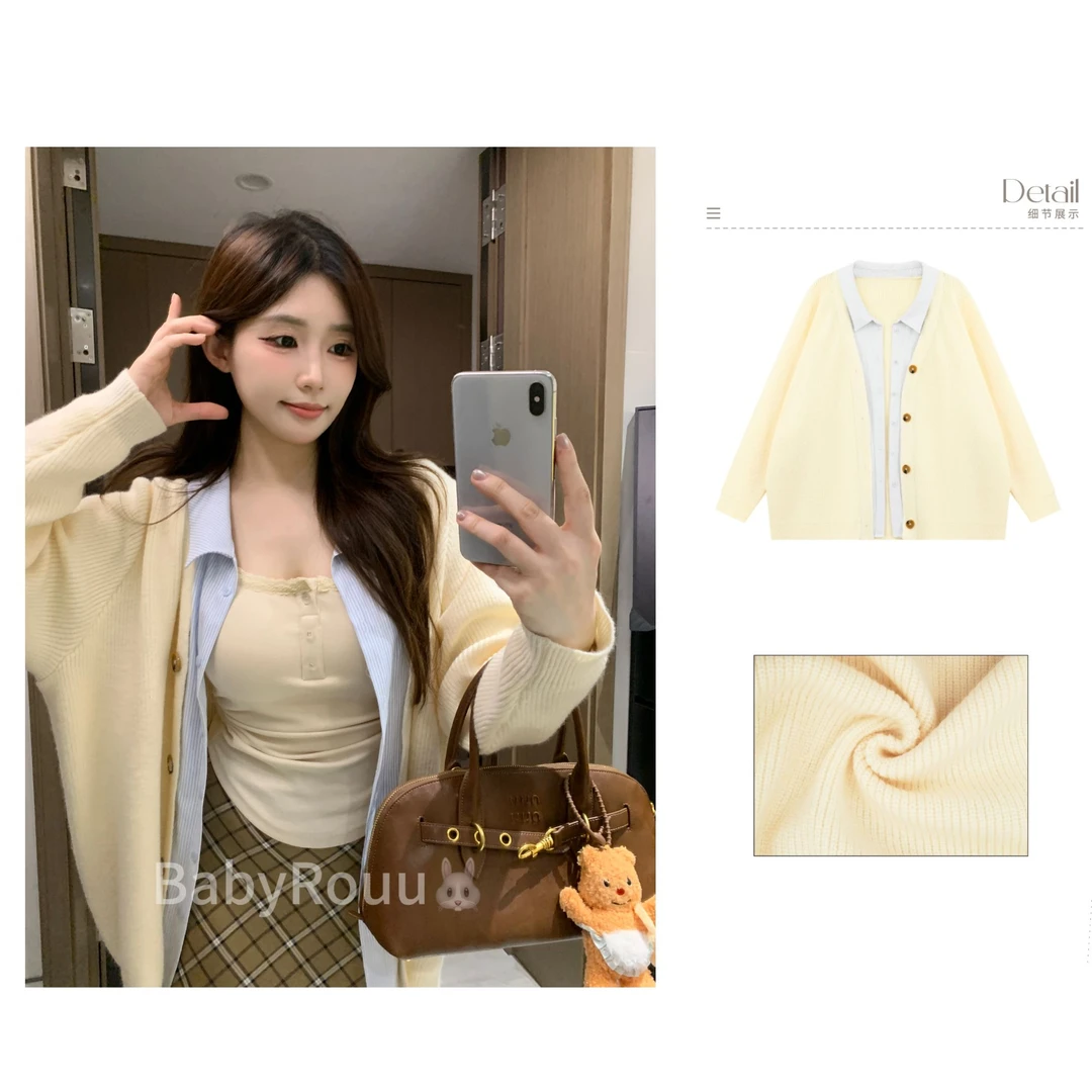 【爱丁堡新生】温与柔甜美假两件外套格纹长短半裙