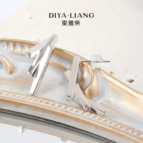 925银耳饰 梁雅帝七夕专属【三木几何扇形长方体】简约设计纯银耳饰