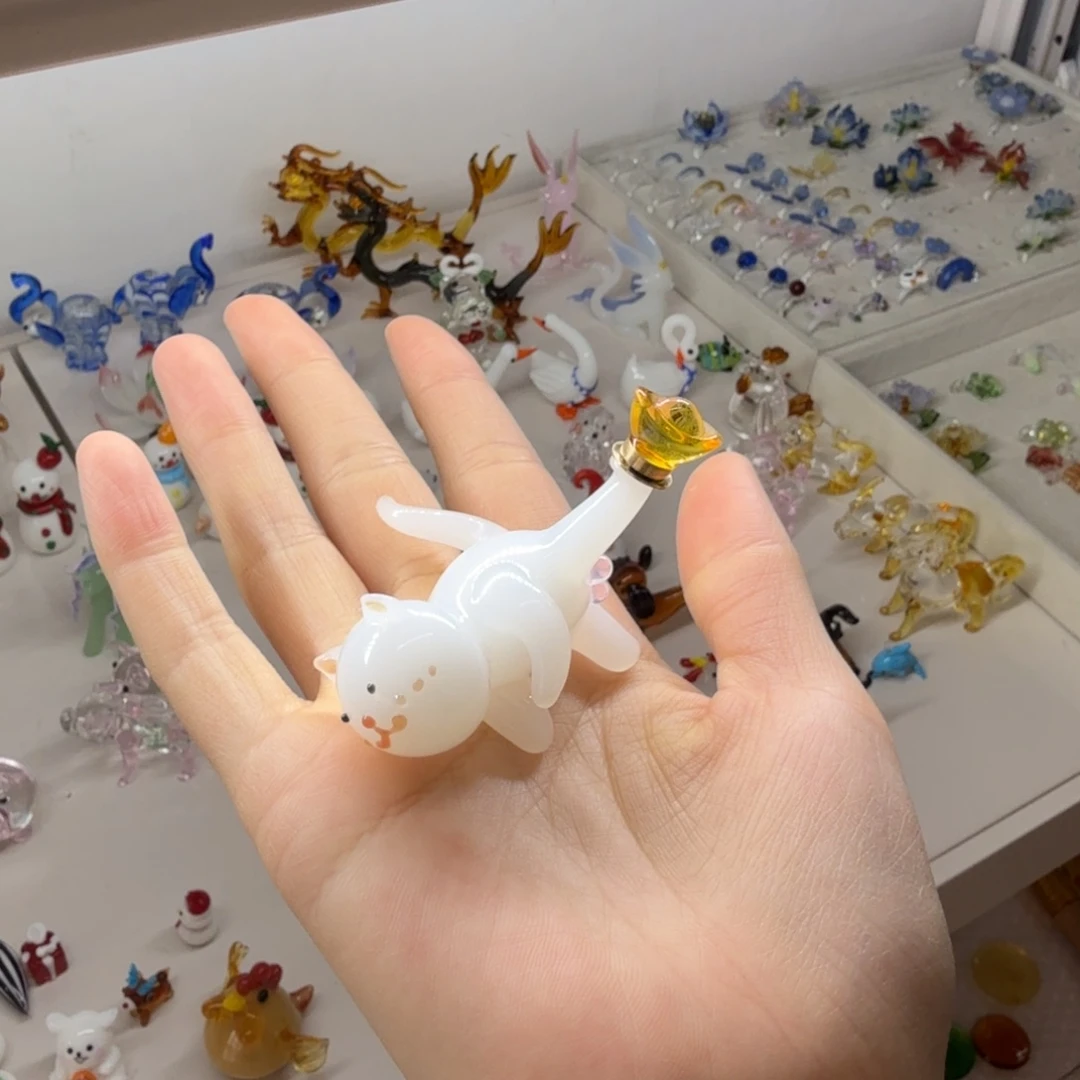 琉璃手工艺品元宝小猫