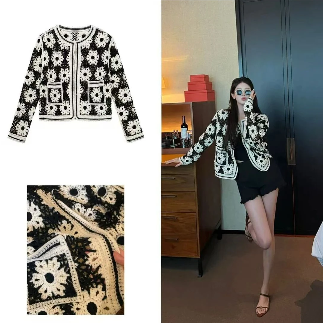 镂空钩花针织衫女小个子高级感罩衫防晒上衣TRC3913