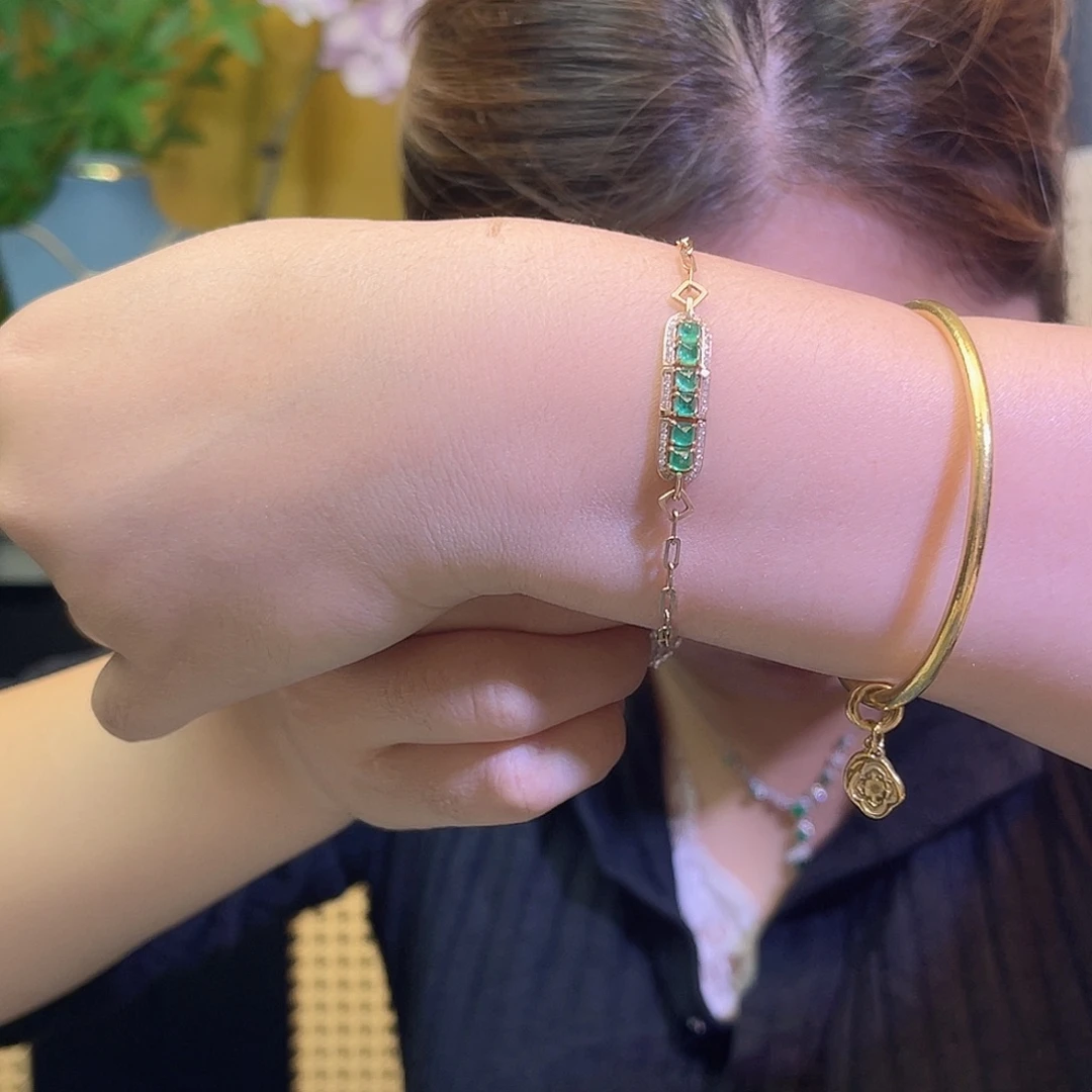 祖母绿18K金镶嵌手链