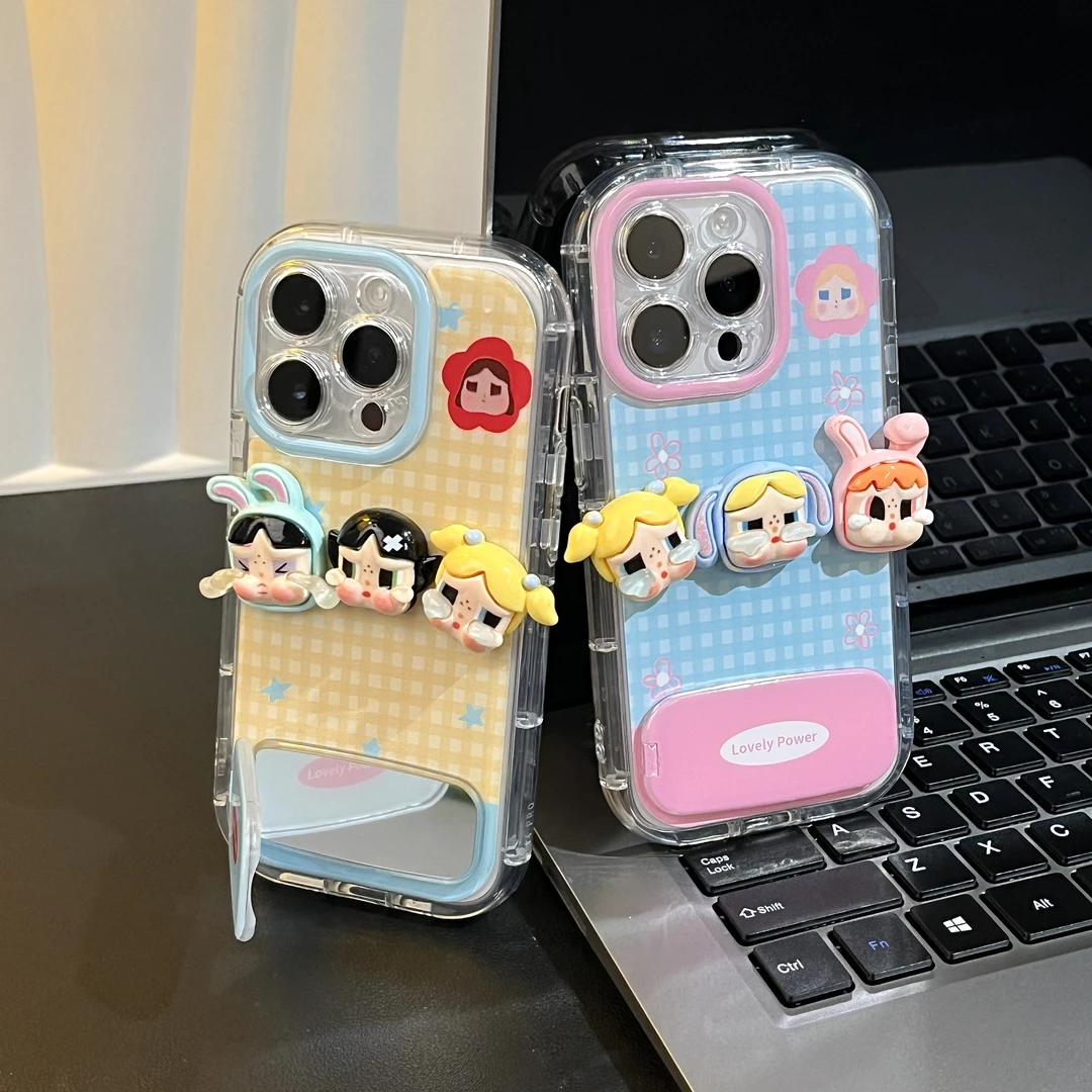 雅天立格纹立体哭娃适用苹果iPhone16手机壳13华为vivoppo小米15