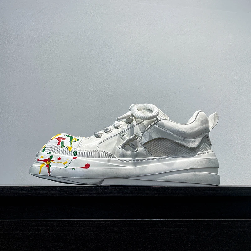 Louis Fordea/路易弗狄小众涂鸦擦色面包鞋男男款闪电情侣板鞋