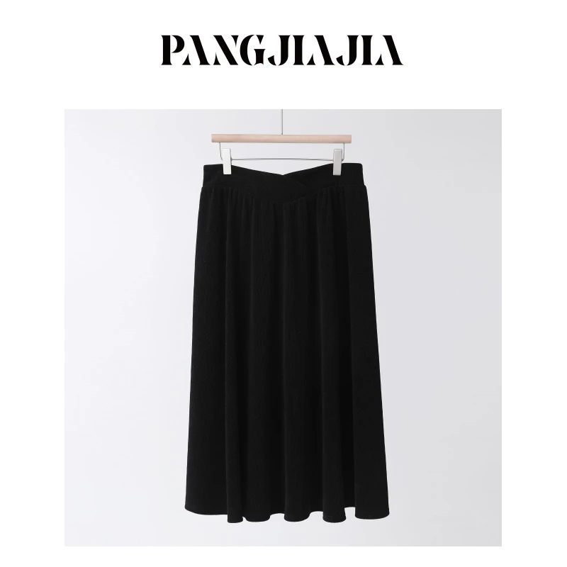 【胖佳佳】波浪裙摆 灯芯绒半身裙秋冬高腰显瘦a字中长裙H623Z09743