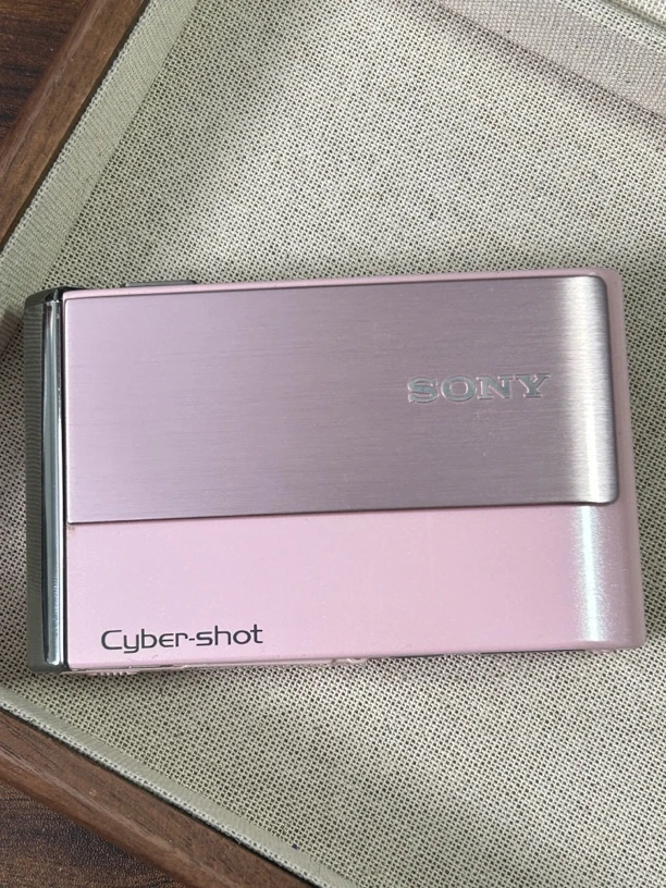 9新 Sony/索尼 t70 粉色 滑盖ccd数码相机 可涂鸦贴纸换相框