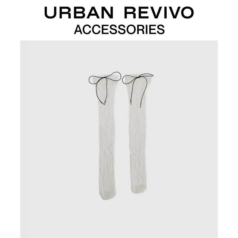 URBAN REVIVO2025夏季新款女士蕾丝提花中袜一双装UAYA50138