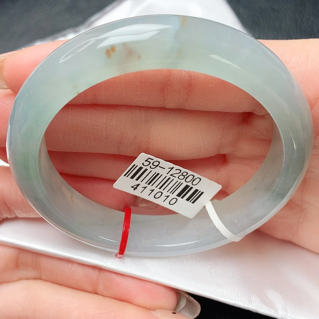 翡翠手镯未镶嵌冰晴水飘红翡正圈59圈口 12号