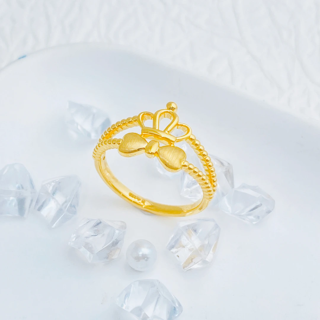 【国潮】足金999 皇冠蝴蝶结戒指 0.92 14圈口