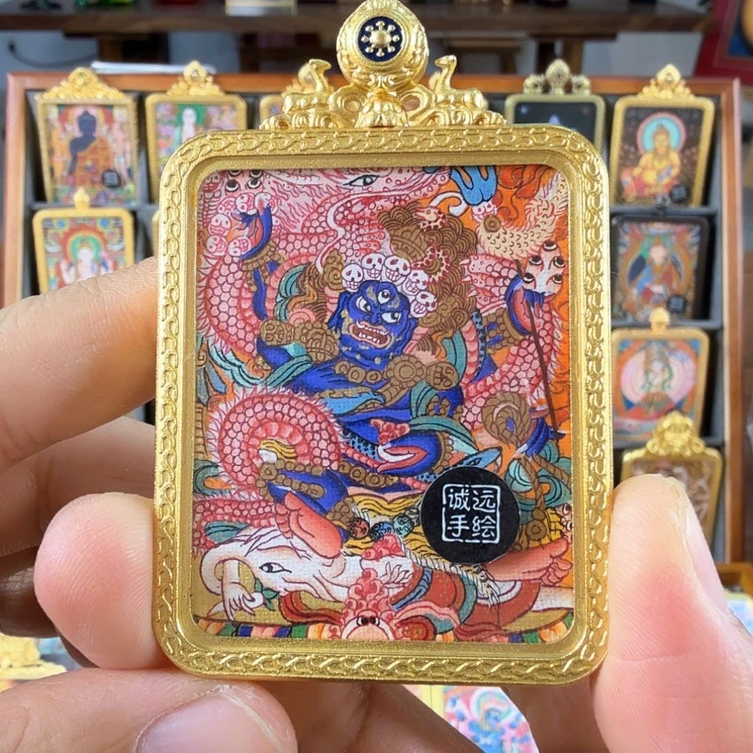 吊坠纯手绘六臂大黑天