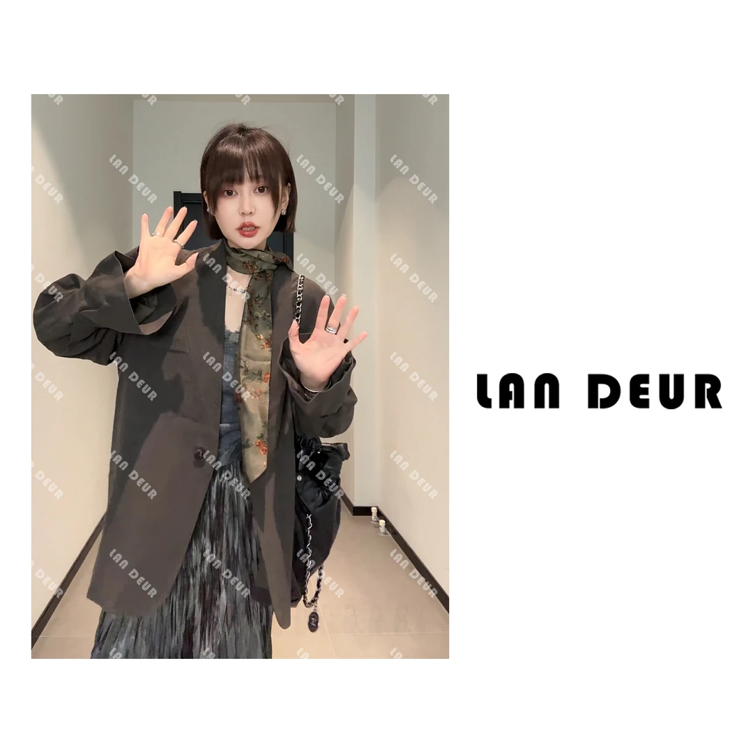 【雨后伦敦】苎麻天丝时尚休闲西装中长款纯色小众上衣女外套