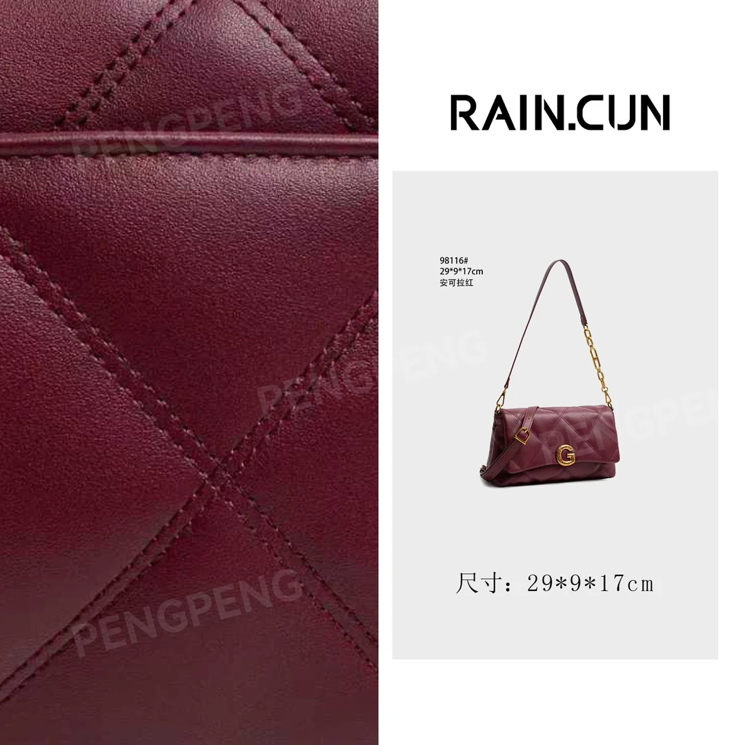 RAIN.CUN QYX-98116-安可拉红 轻奢女士时尚潮流通勤斜挎包