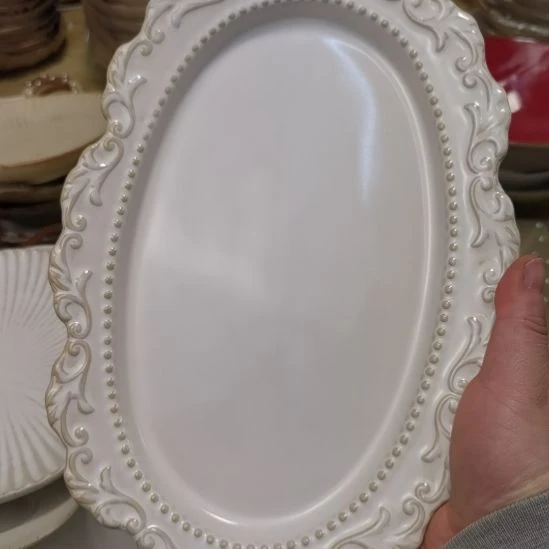 瓷片微瑕洛可可鱼盘两个一组