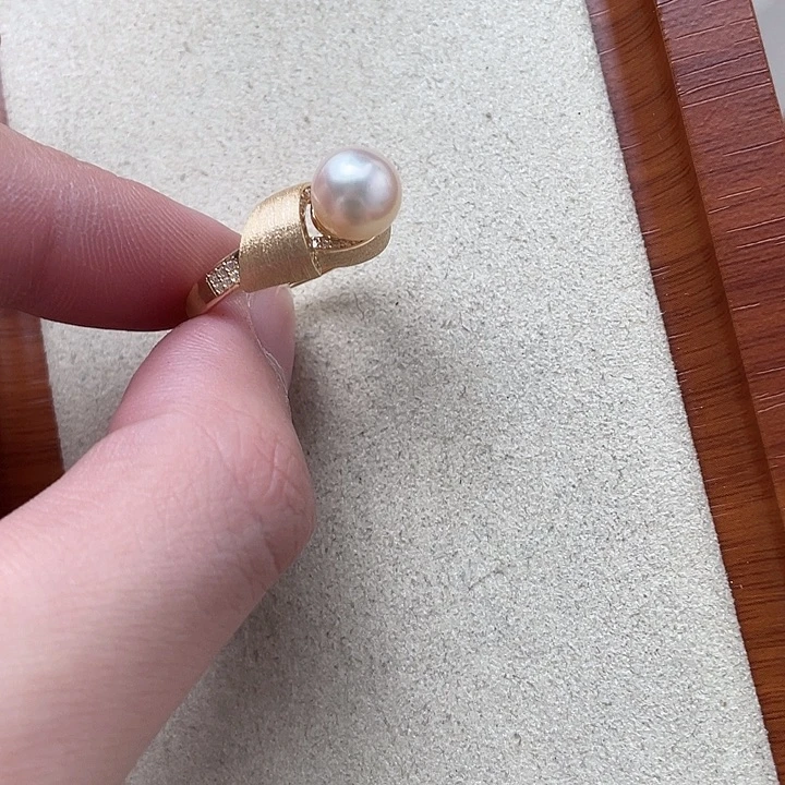 戒指海水珍珠银S925镶嵌