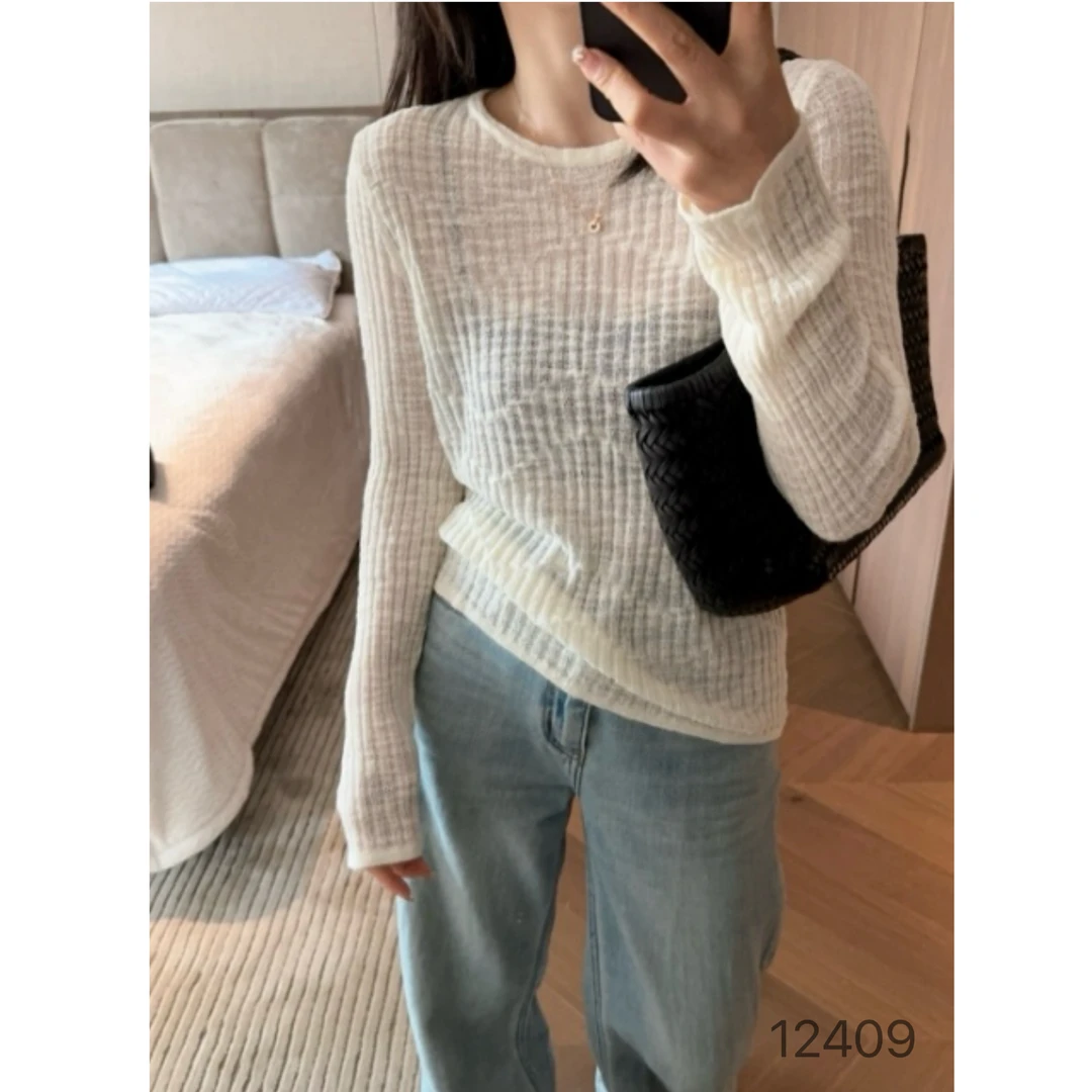 12409（部分无水洗唛，介意慎拍) SANFAN 新款净版豆豆纱长袖