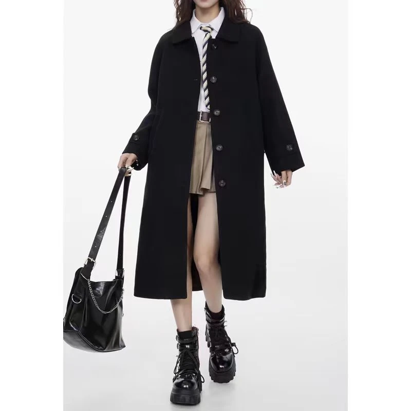 【小个子】设计师毛呢外套女装立领气质秋冬女士长款中长款韩版毛呢