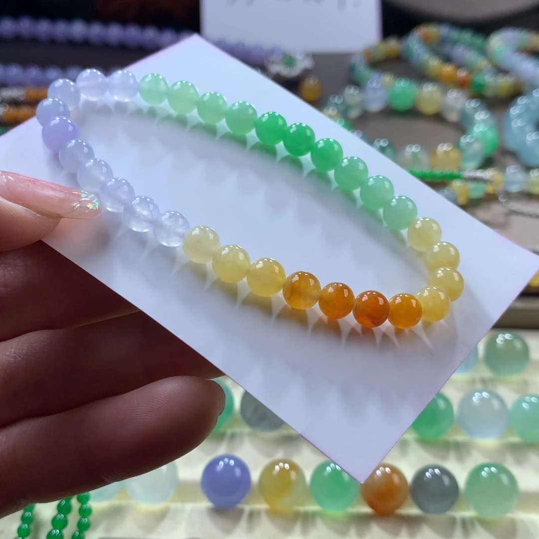 翡翠手链未镶嵌彩虹珠卡6.3