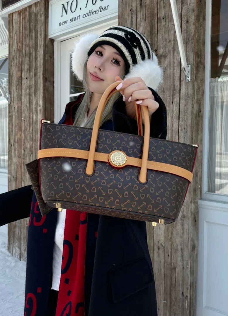 【URICK】2025秋冬新款欧若风包手提帆船包咖色A91231-2百搭爆款包