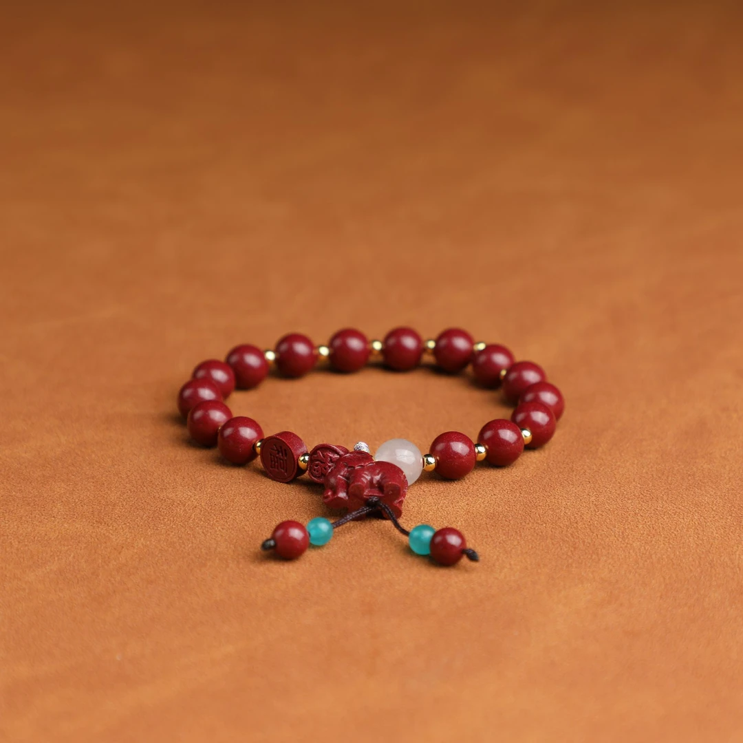 含辰砂工艺品【文斋阁】朱砂工艺品手串含辰砂大象朱砂手串