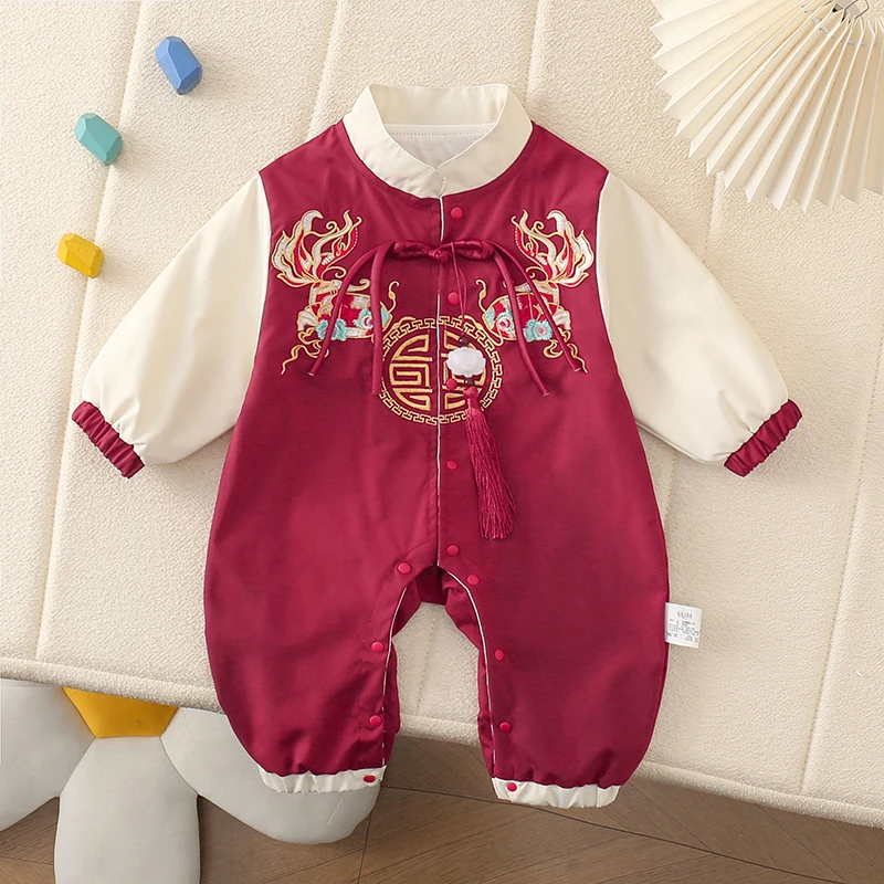 2025春秋季新款宝宝时尚洋气舒适休闲儿童双层连体衣爬服哈衣潮流