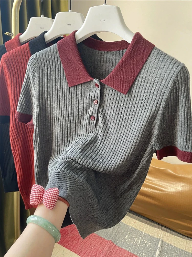 【聚新汇】95032针织薄款修身纽扣上衣开衫针织衫气质小众