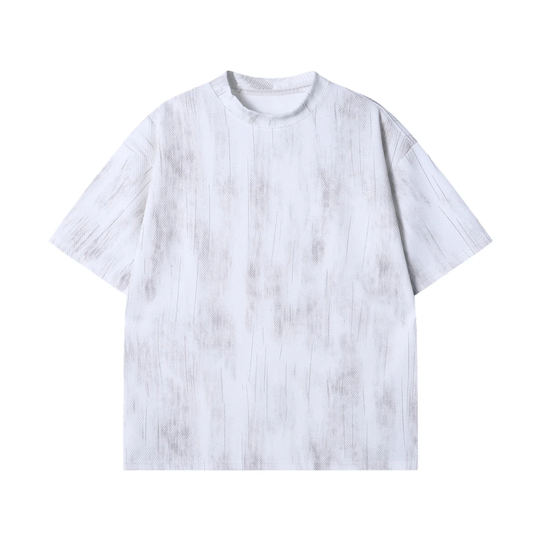 夏季高级感新款美式扎染肌理感圆领短袖T恤简约休闲百搭套头上衣