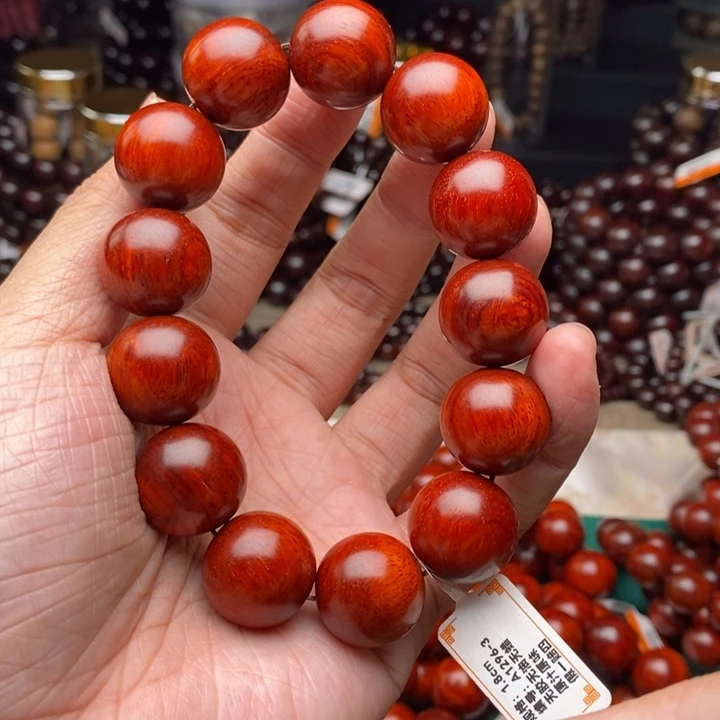 檀香紫檀（小叶紫檀）手串/手链1.8原汁原味鸡血红泥料