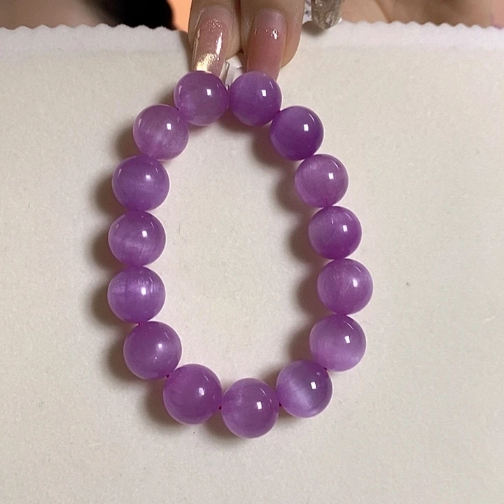 紫锂辉高冰收藏级手串13+锂辉石未镶嵌